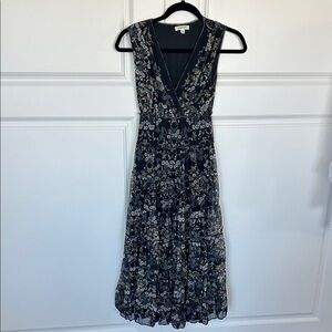 Max Studio Black Floral Midi Dress